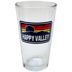 pint glass with Happy Valley sunrise